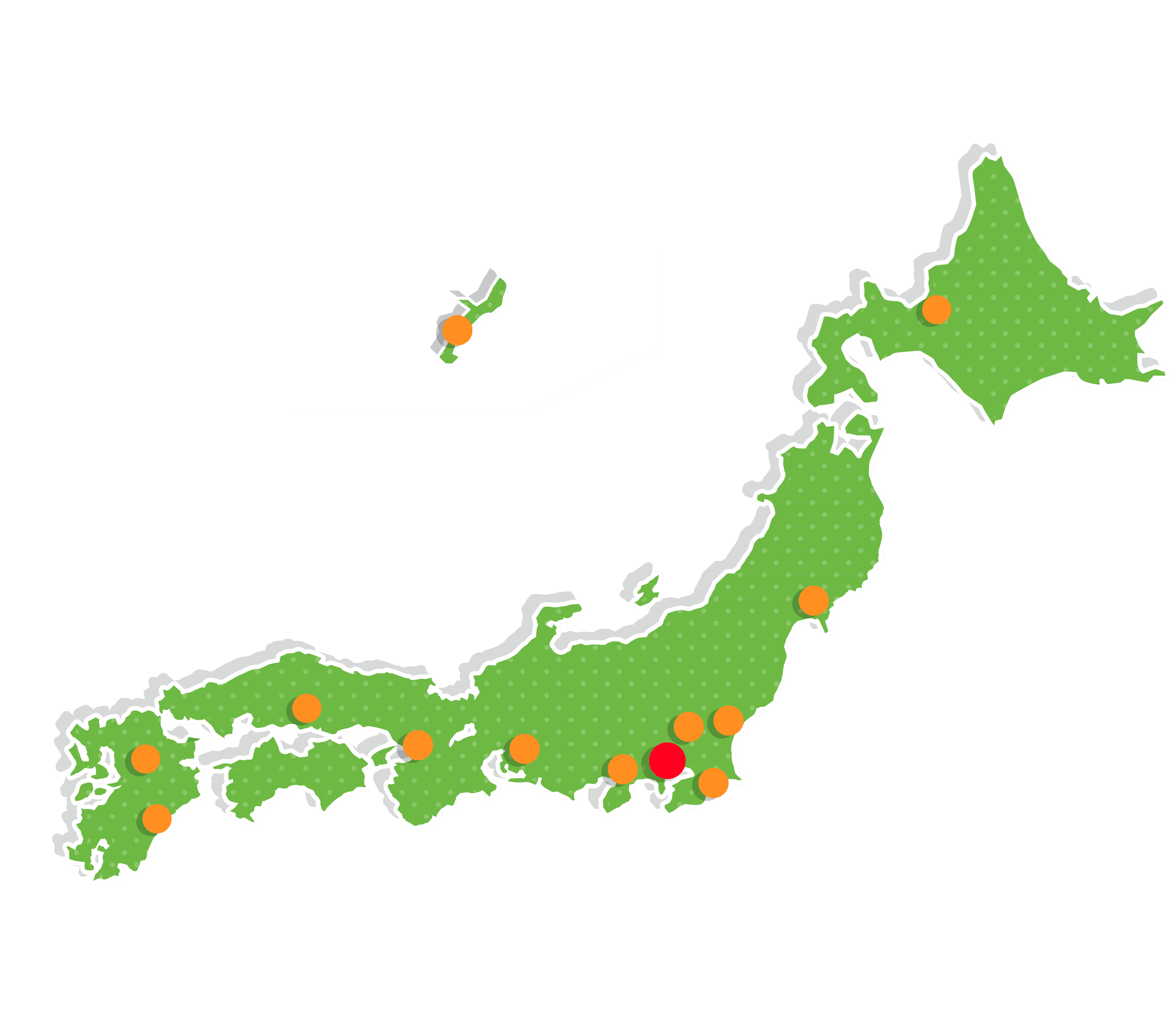 日本全国対応可能エリアマップ